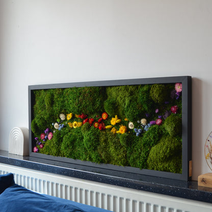 Obraz z mchu płaskiego i kwiatów stabilizowanych | BLOOM ART