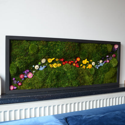 Obraz z mchu płaskiego i kwiatów stabilizowanych | BLOOM ART