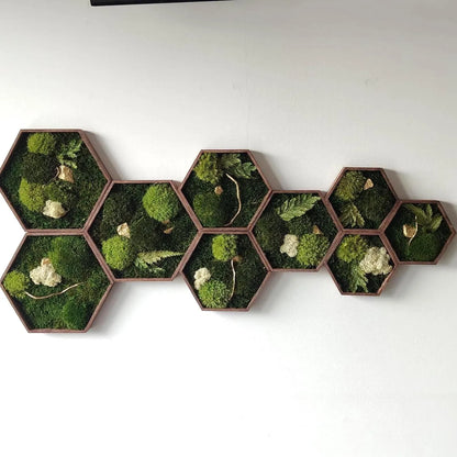 Zestaw 9 sześciokątów z mchu i złota | Hexagons Gold